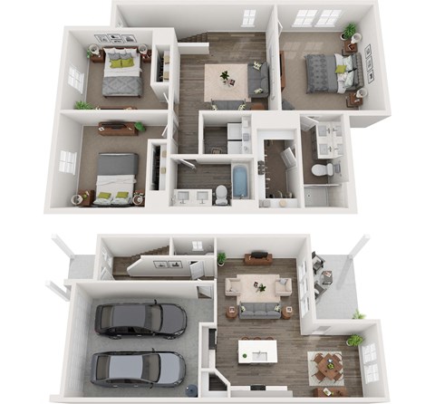 Floor plan for 3 beds, 2.5 baths, 1670 sqft